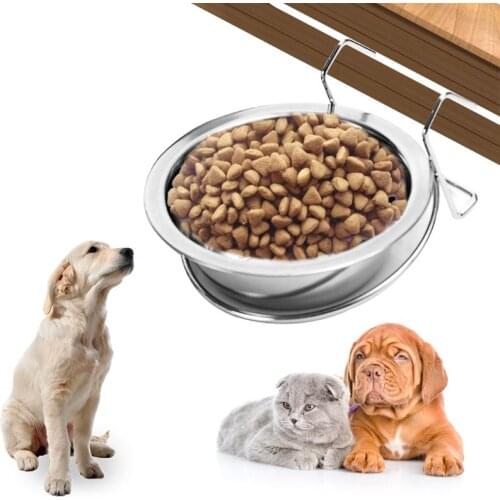 Stainless Steel Pet Hanging Bowl Feeding Dog Puppy Cat Bird Parrot Food Water Cage Cup Holder Feed Products