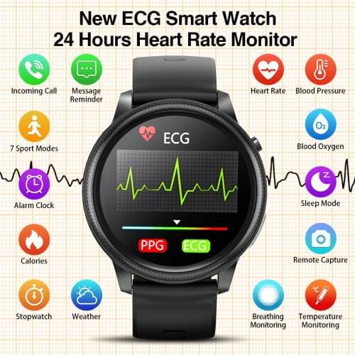 2021 smart watch ECG PPG Fitness Tracker 24 hours Heart Rate Monitor temperature weather calorie alarm clock for men women