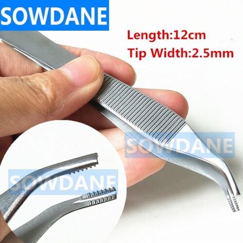 Dental Forceps Extraction Adson Forcep Dental Surgical Tissue Medical Tweezer Hole Tip Curved 12cm Dentist Surgery Tool