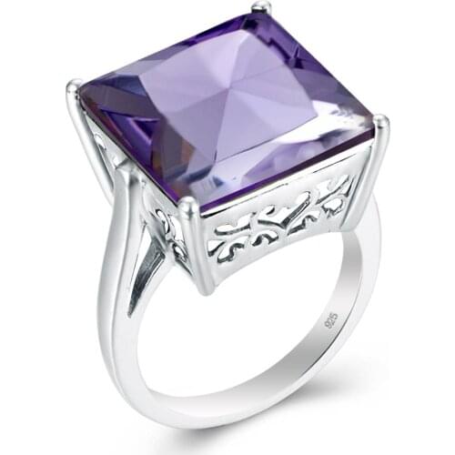Szjinao 2.26Ct Natural Amethyst Gemstone Finger Ring 925 Sterling Sliver Vintage Rings For Women Fine Jewelry Anillos Favourite