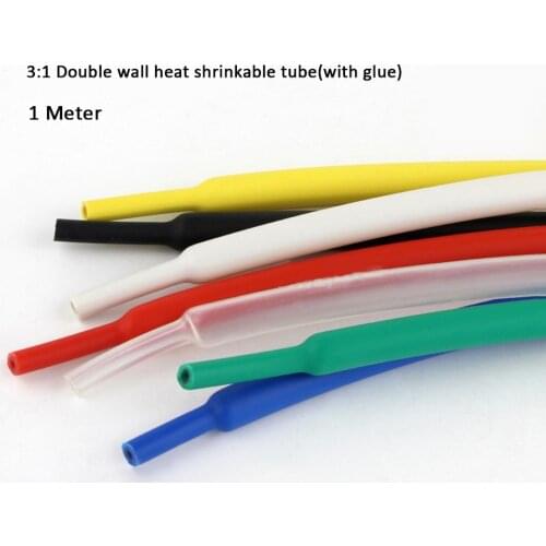 1Meter 9.5-65mm 3:1 Heat Shrink Tube With Glue Dual Wall Adhesive Lined Sleeve Wrap Tubing Diameter Multiple Color