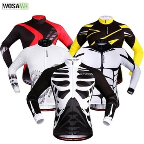 WOSAWE Mountain Bike Long Sleeve Cycling Clothing Breathable Shirts Bicycle Wear Racing Tops Quick Dry Cycling Jersey Men