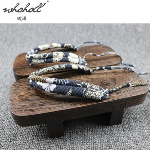 WHOHOLL Geta Japanese Clogs Mens Summer Slippers Flip Flops Two-tooth Platform Kimono Clogs Slippers Cosplay Costumes Shoes