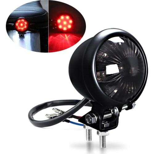 Motorcycle Tail Light Red LED Cafe Racer Style Stop Autocycle Tail Light Motorbike Brake Rear Lamp For Chopper For Bobber 12V