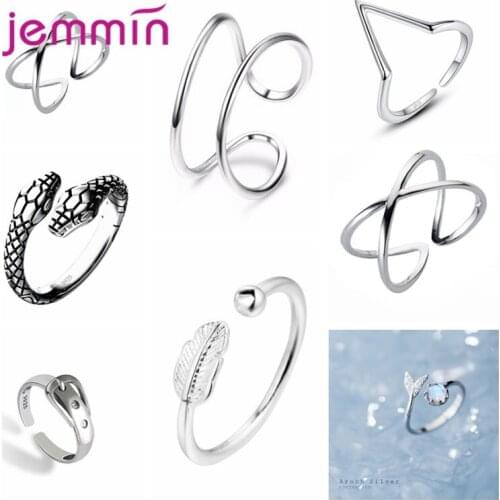 Vintage 100% 925 Sterling Silver Animal Snake Open Rings for Women Silver 925 Adjustable Rings Cute Original Jewelry Gift