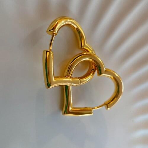Women heart shape earrings hoop simple design shiny jewelry for holiday