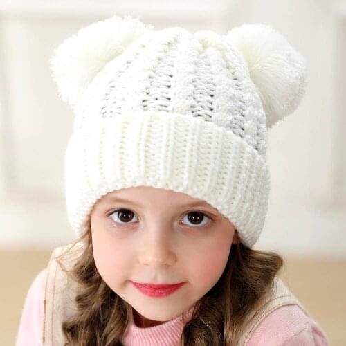 Winter Hat For Girls Baby Boys Pom Poms Hat Children Knitted Beanies Thick Baby Infant Toddler Warm Cap Pompon Girl Warm Knitted