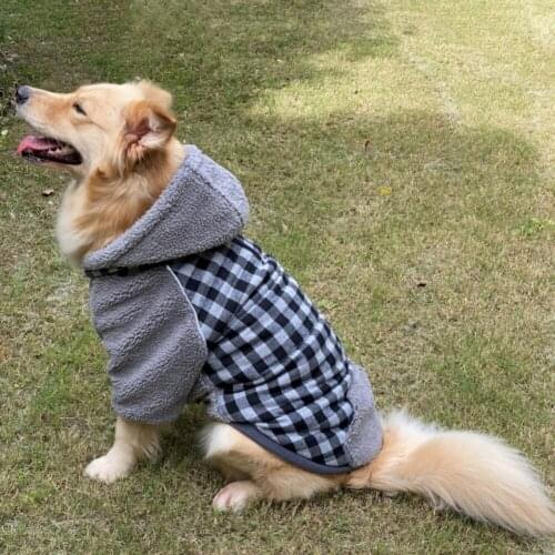 Winter Warm Large Pet Dog Jacket Double-Sided Dog Clothes Hoodie For Labrador Reflective Big Dog Coat French Bulldog Outfits