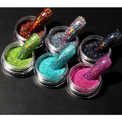 1 Box Hot Sale Holographics Nail Powders Laser Shiny Nail Glitters Dust Decorations For Nail Art Chrome Pigment DIY Accessories