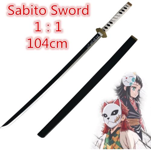 104cm Kimetsu no Yaiba Sword Weapon Demon Slayer Sabito Cosplay Sword 1:1 Anime Ninja Knife PU toy gray