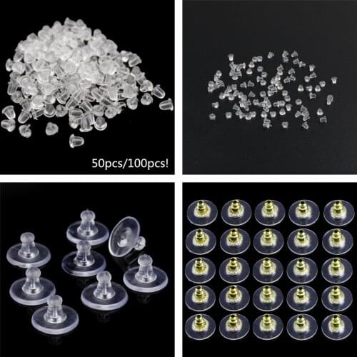 1pc/50Pcs/60/pcs/100pcs pack Earring Holders Stoppers Soft Nut Silicone Heavy Duty Rubber Earring Backs Sleeves