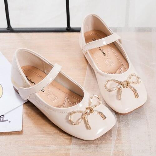 2021 Fashion Crystal Bow Girls Princess Little Shoes Leather ChildrenS Dance Spring Dress Kids Shoe 3 4 5 6 7 8 9 10 11 12 Year