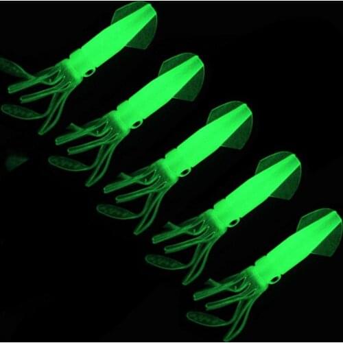 5pcs 10cm 8g Artificial Fishing Lures Soft Baits Silicone Octopus With Luminous for Seawater Fishing