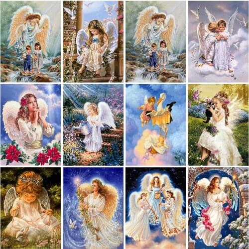DIY Diamond Painting Religion Full Square Round Drill Cartoon Angel Girl Embroidery Mosaic Picture Cross Stitch Kit Home Decor