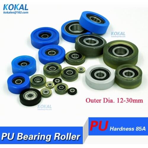 Free shipping 10PCS all kinds Polyurethane TPU PU ball bearing money count machine drawer rubber PU wheel roller pulley 12-40mm
