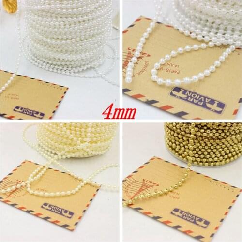 Free Shipping 5Meters/Lot 4mm Craft Imitation Pearl Beads Cotton Line Chain For DIY Wedding Party Decoration Party