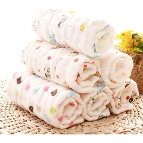 1 Piece 6 Layers Gauze Cloth Face Towel Soft Cotton Hands Towels Wash Cloth Handkerchiefs Cartoon Baby Feeding Saliva Towels
