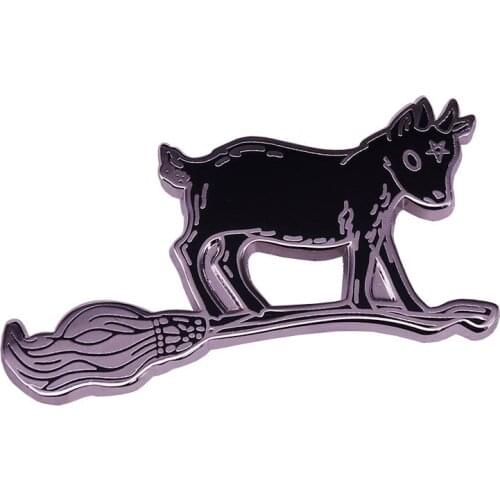 Black Sheep Ride Brooms Metal Enamel Pin Brooch Supernatural Witchcraft Fan Lapel Pin Jewelry Gift
