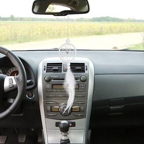 Pure White Dream Catcher Car Pedant Feather Wind Chimes Wall Hanging Ornament Easily Installation Personal Car Element