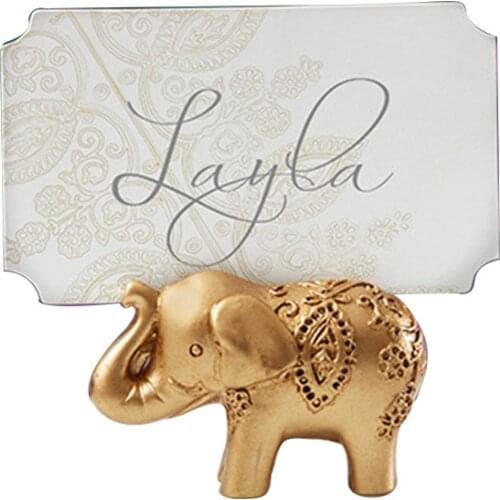 Golden Elephant Shape Business Card Holder Desk Office Decoration Cards Display Shelf Wedding Decor Antique Home Decor