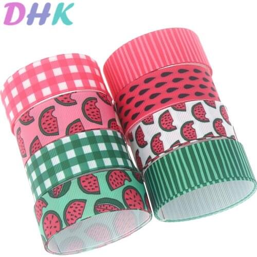 DHK 10yards watermelon plaid Printed Grosgrain Ribbon Accessory Hairbow Headwear Decoration DIY Wholesale OEM B1887
