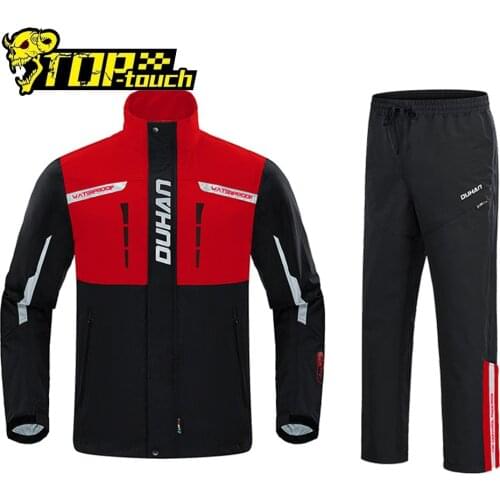 DUHAN Waterproof Motorcycle Riding Raincoat Set Reflective Raincoat Rainpants Split Men Women Breathable Waterproof Clothing