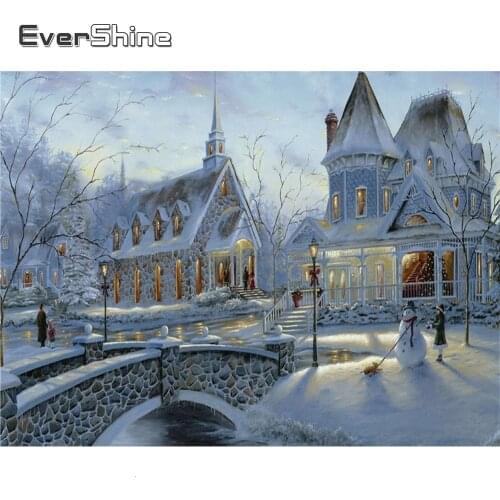 Evershine 5D DIY Diamond Embroidery Winter Full Square Rhinestones Mosaic Painting Scenery Cross Stitch Home Decoration