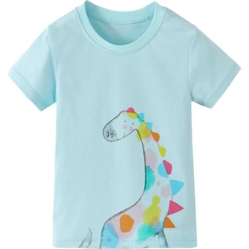 Funnygame Girls T shirts for Baby 2-7T Cotton Dinosaurs Childrens Clothes Summer Tees Tops Girls Kids Animals Clothes