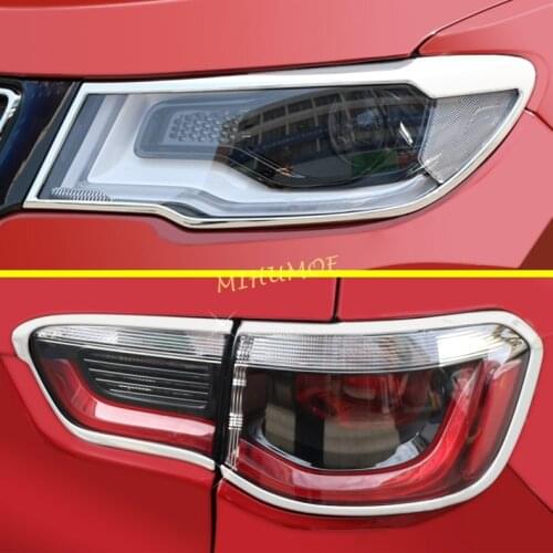 Head + Tail Light Cover Surrounds For Jeep Compass 2017-2021 Headlight Taillight Accessories