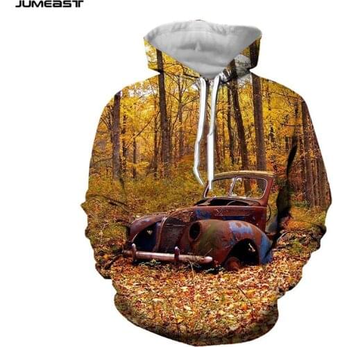 Jumeast Brand Men Women 3D Printed Sweatshirt Hip Hop New Car Old Tractor Long Sleeve Cap Hoody Sport Pullover Hoodies