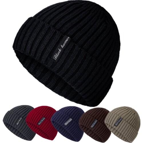 New Unisex Letter Warm Winter Hats Stylish Add Fur Lined Soft Beanie Cap Thick Winter Knitted Hats For Men & Women Dropshipping