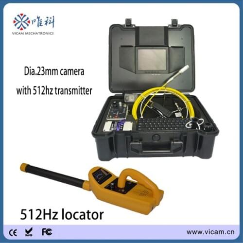 512hz pipe locator/512hz transmitter camera head/ Meter counter function 50m cable sewer drain pipe inspection with 23mm camera