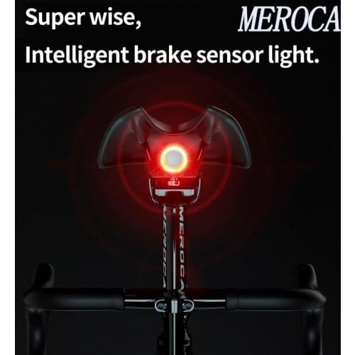 MEROCA Bicycle Tail Light LED Bike Smart Brake Sensor Light USB Charging Bike Saddle/Seatpost Taillights IP67 Waterproof Part
