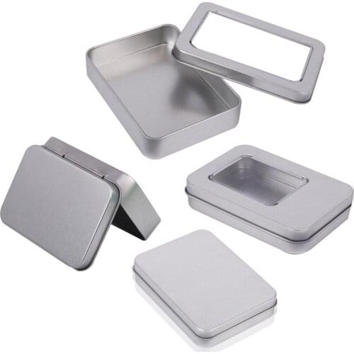 Mini Metal Storage Box With Clear Window 12pcs Flip Jewelry Candy Gift Box Coin Key Makeup Organizer Container Tea Jars Cans