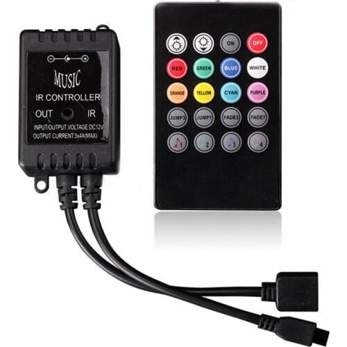 DC12V IR20 key music controller lights strip infrared colorful control LED voice activated audio 4 type modes RGB GRB BRG