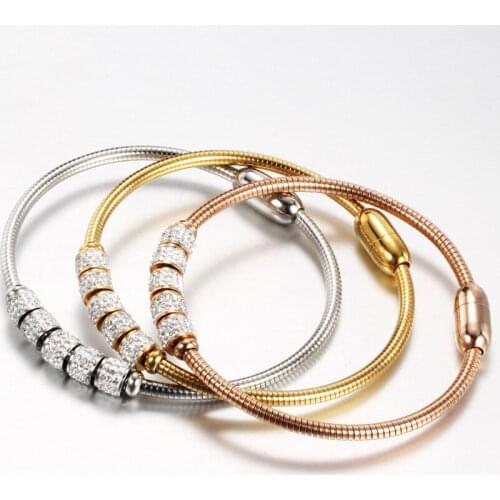 New fashion titanium steel bracelet stainless steel magnet clasp ladies bracelet B0045