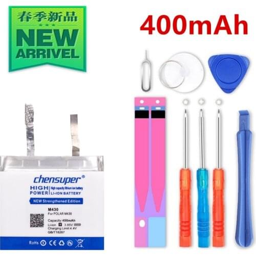 Original 400mAh Battery for POLAR M430 M400 GPS Sports Watch New Li-Polymer Rechargeable Accumulator Replacement Batteries