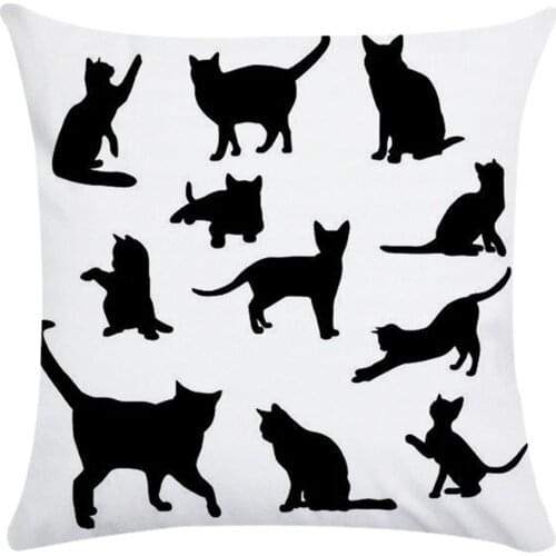 Cushion Cartoon Animal Cat Printed Design Back Cotton Home Office Pillowcase Party Festival Home Textile Products