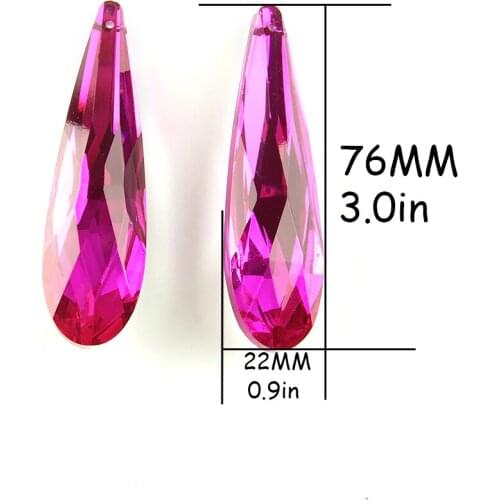 76mm 100pcs Crystal Chandelier Pendants Glass Chandelier Lamp Parts Prim Hanging Drop Pendants for Home/Wedding Decor