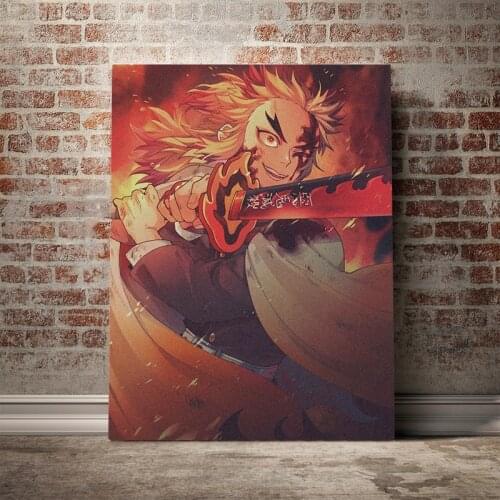 Kyojuro Rengoku Kimetsu no Yaiba anime Canvas poster Painting wall Art decor Living room Bedroom Study Home Decoration Prints