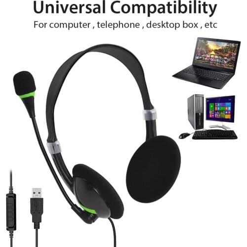 Wired USB Headset Adjustable Comfortable Earphone Headphone
