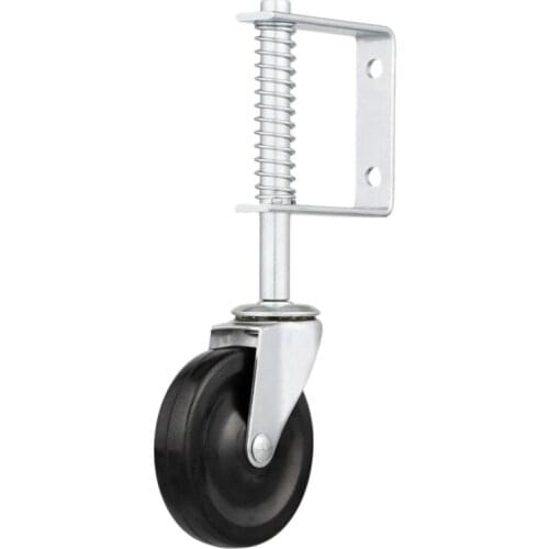 Spring Loaded Gate Caster, 4-Inch, Black