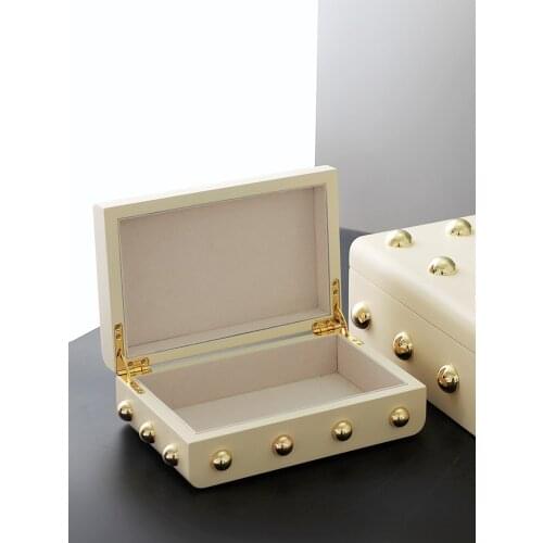 Modern Home Wooden Paint Rivet Storage Box Decoration Home Living Room Model Room Dressing Table Cloakroom Jewelry Box