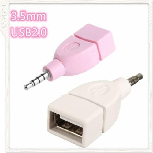 Universal 3.5mm AUX Jack Audio Plug To USB 2.0mm Converter USB Aux Cable Cord For Car MP3 Speaker U Disk Flash Drive Adapter