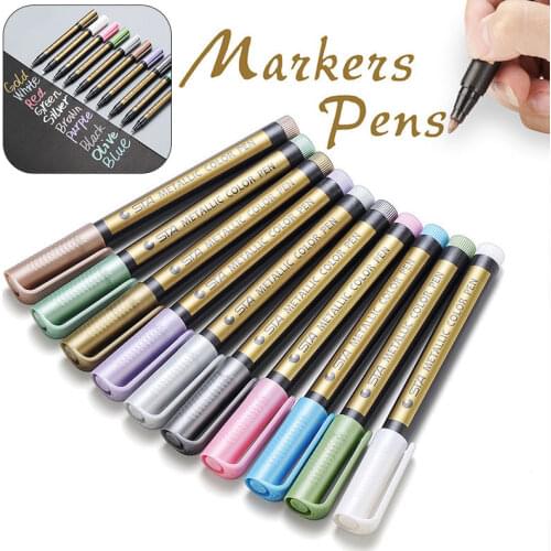 10 Color Waterproof Paint Marker Pens Metallic Color Pen Doodle Art Drawing Markers Outline Pen Set GDeals