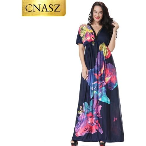 Womens Plus Size V Neck Print Maxi Long Beach Dress Sexy Backless For Batwing Sleeve Straight Empire bohemian D