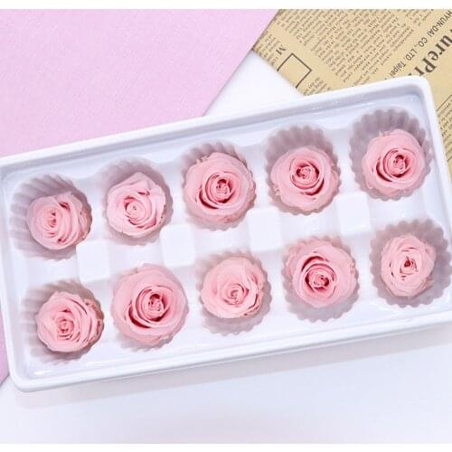 12Heads/Box Preserved Flowers Flower Immortal Rose 3-4 Cm Diameter Mothers Day Gift Eternal Life Flower Material Gift Box