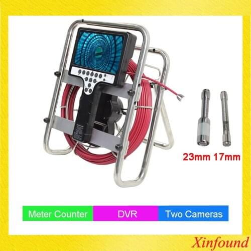 17mm Drain Sewer Inspection System Camera Pipe Video Snake Camera Pipeline Endsocpe Borescope With DVR Recorder Meter Counter