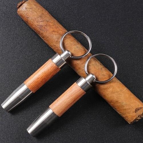 2pcs/Set Cigar Punch Cutter Blade Key Pendant Ring Chain Draw Hole Cigar Opener Cutters Cohiba Gadgets Pocket Cutting Tools
