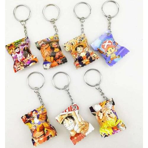 Wholesale One Piece Keychain Fashion Anime Nami Sanj Luffy Acrylic Pendant Anime Accessories Cartoon Key Ring For Kids Students